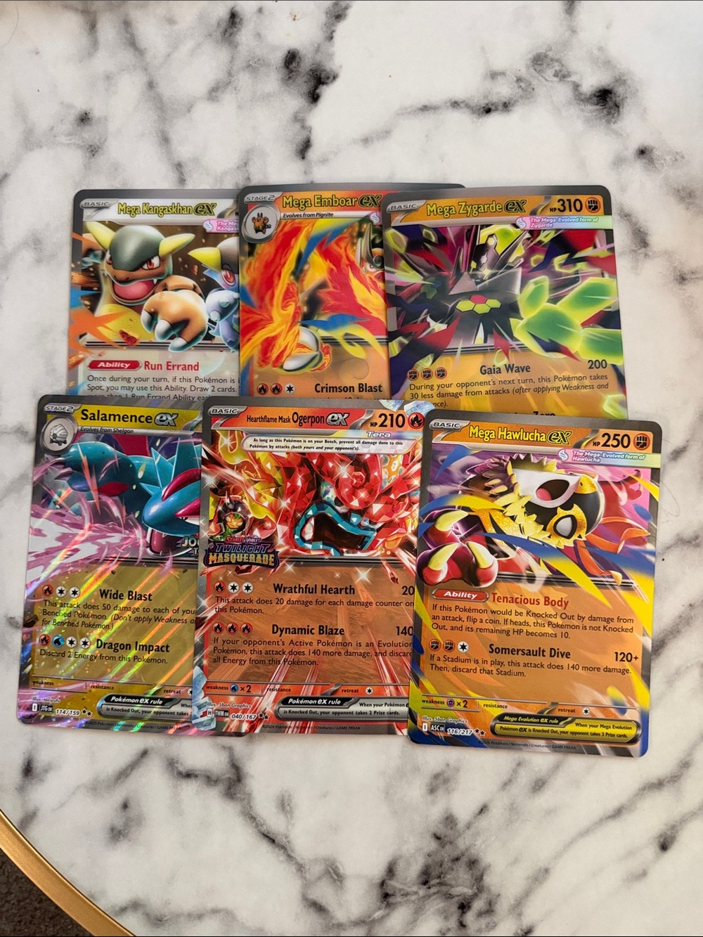 6 JUMBO POKEMON CARDS - Salamence ex, zygarde ex, kangaskan ex